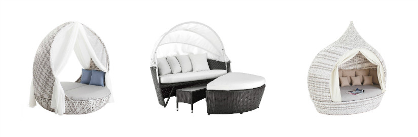 Outdoor-Bett aus Polyrattan