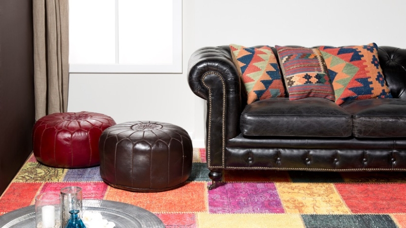 Bunter Teppich als Patchwork Dekoration