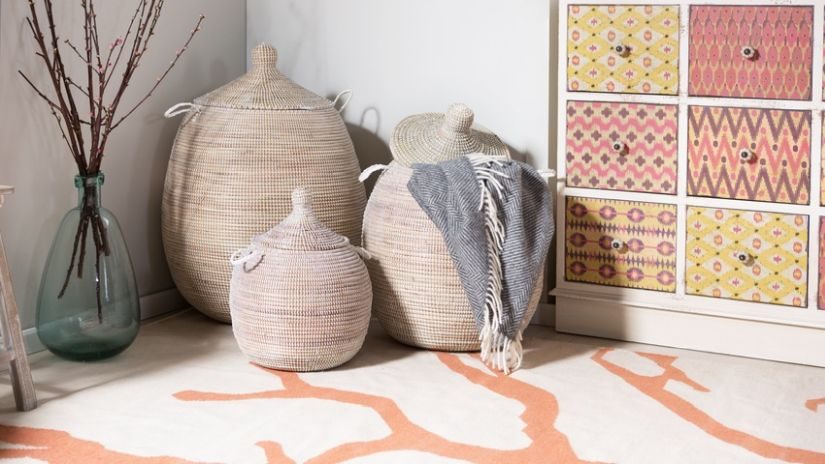 Wäschesammler aus Rattan