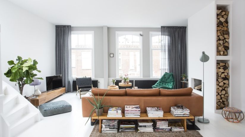 Vorhänge ohne Bohren im Wohnzimmer