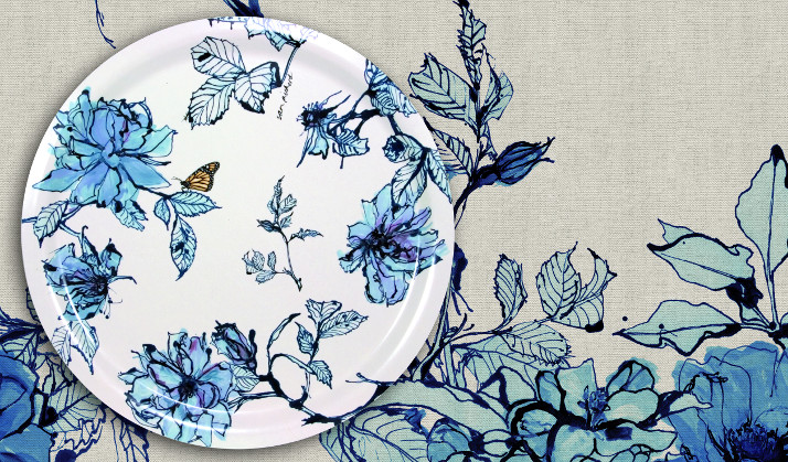 Ary Trays Teller mit blauem Muster