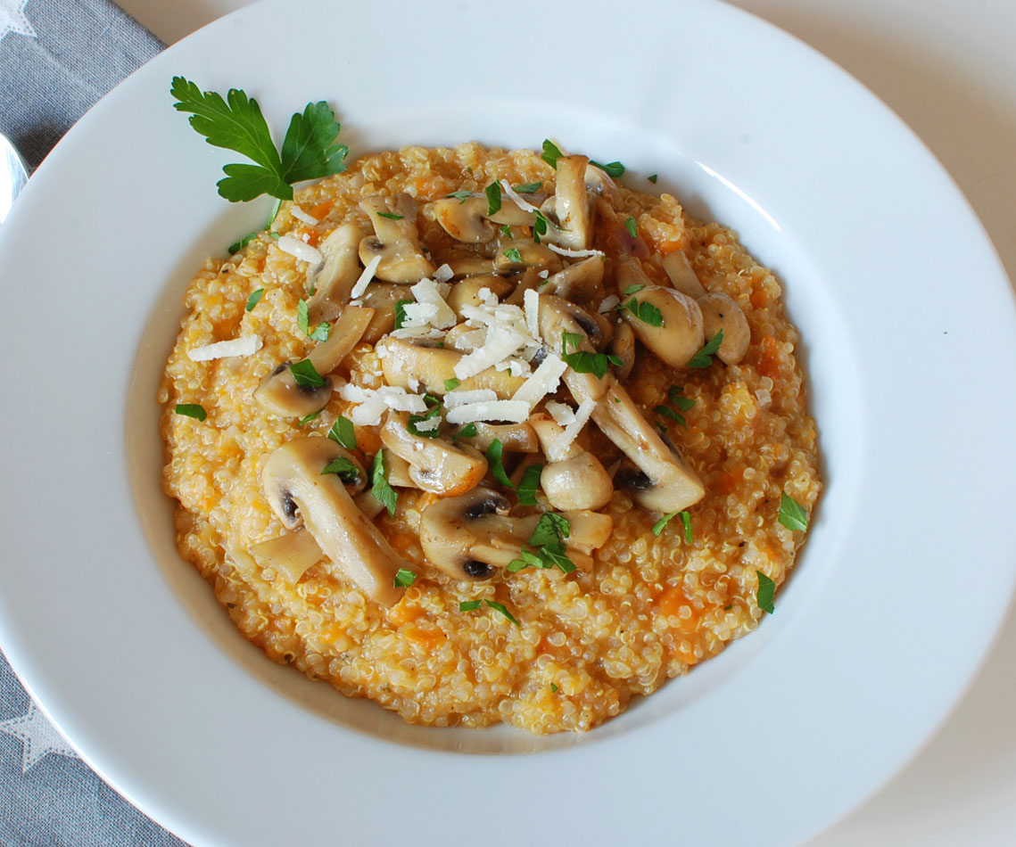 Süßkartoffel Quinotto mit Pilzen