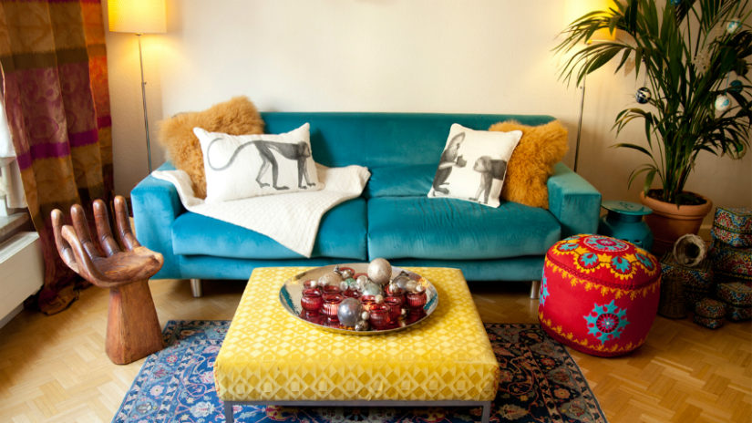 salón con decoración étnica africana