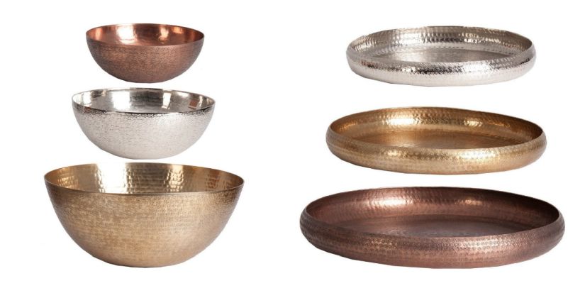 decoración con cobre oro plata