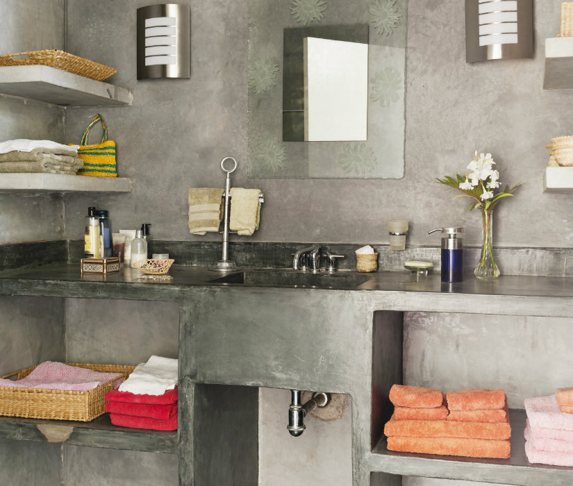 muebles de baño grises estilo industrial