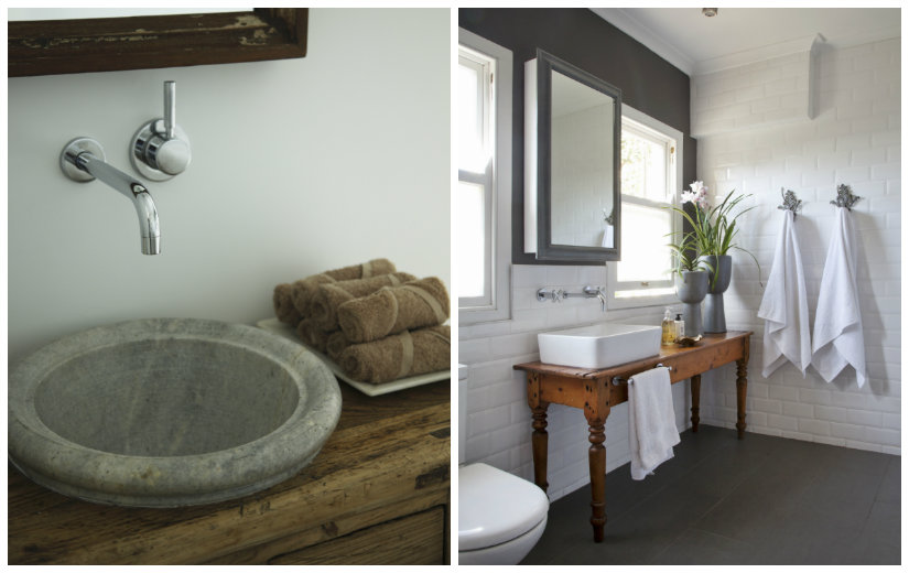 muebles de baño grises estilo rústico