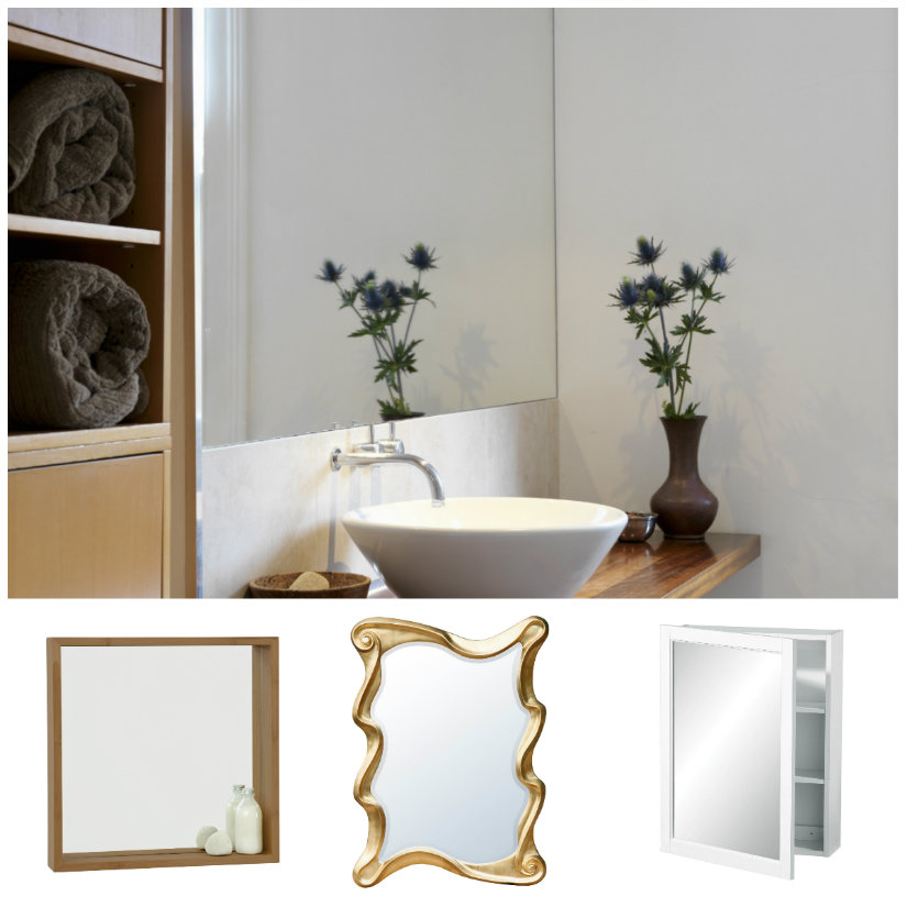 paredes para baños con espejos