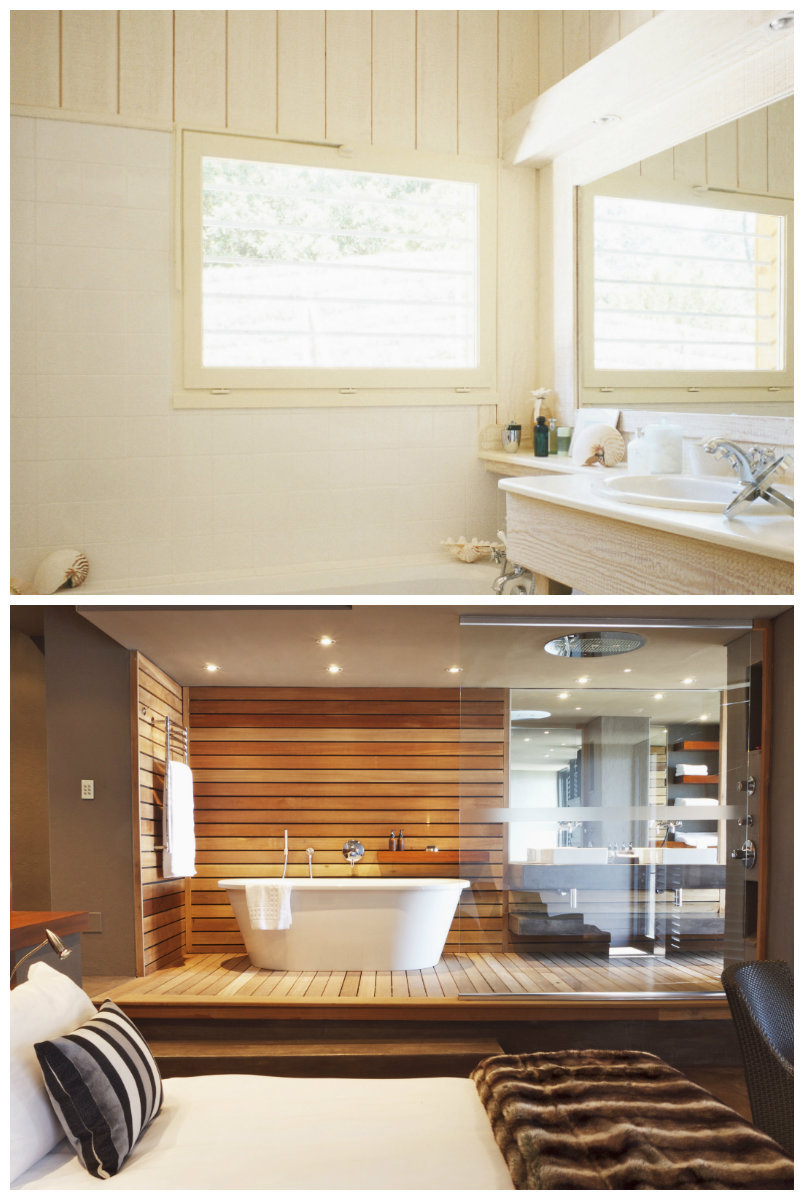 paredes para baños madera