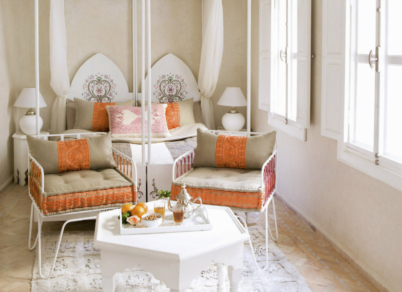 dormitorio naranja elegante