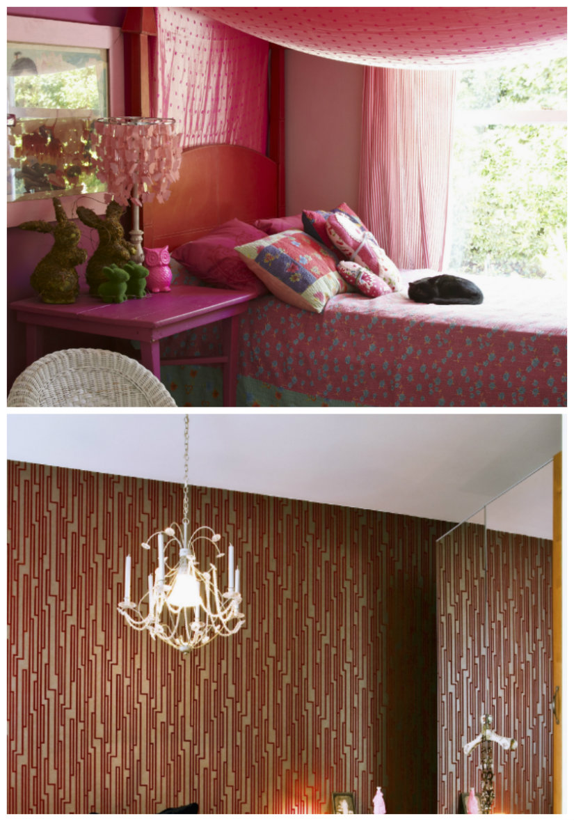 dormitorio rojo iluminación