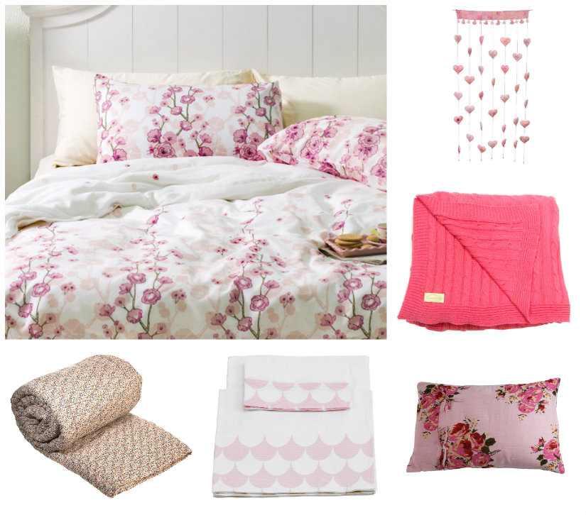dormitorio rosa textiles