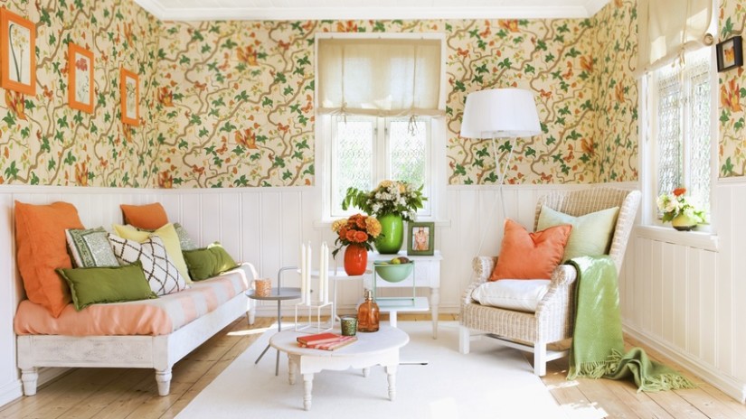 papel pintado de bambú y plantas