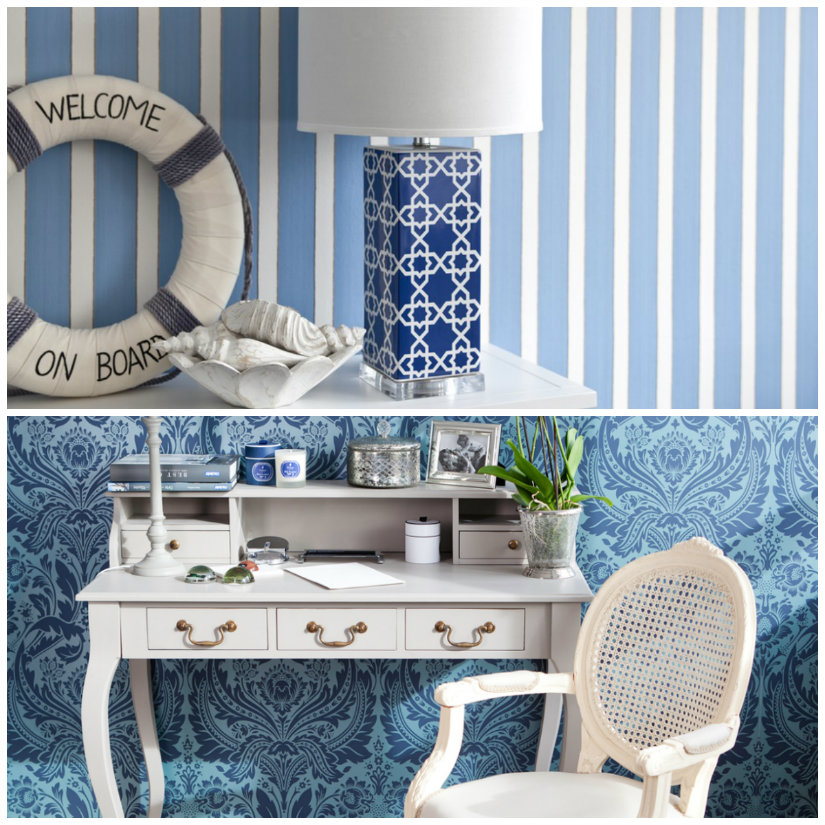 papel azul con papel pintado