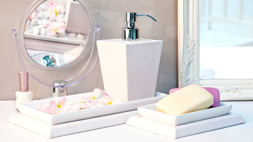 salle de bain, miroir de maquillage, pousse-mousse