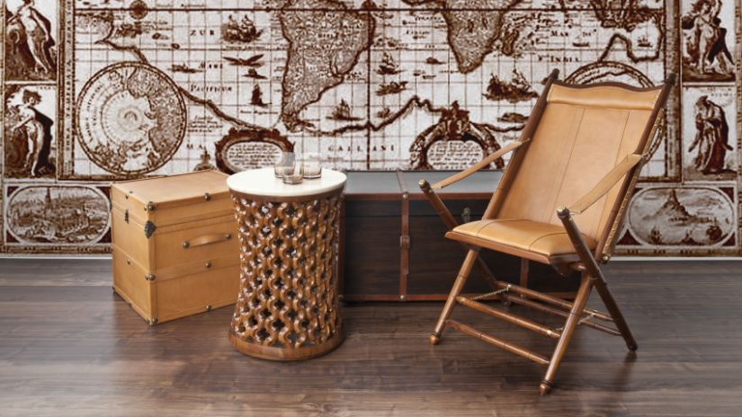Chaise pliante design en cuir