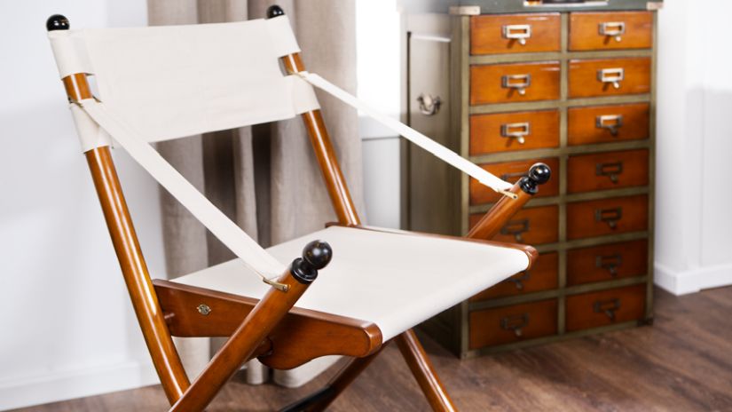 Chaise pliante en bois et tissu