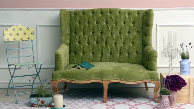 Canapé vintage 2 places vert