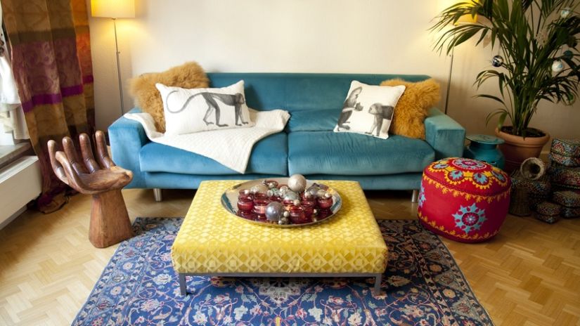 Salon à la décoration boho