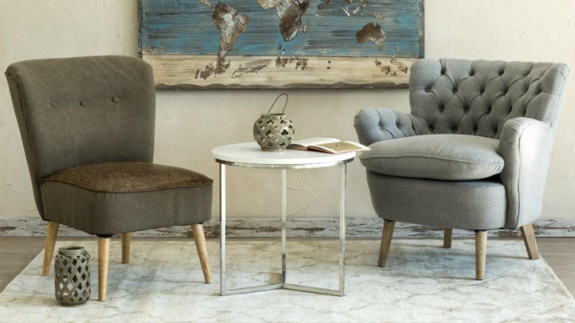 Fauteuil cocktail en tissu gris