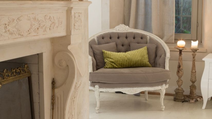 Fauteuil bergère blanc et gris