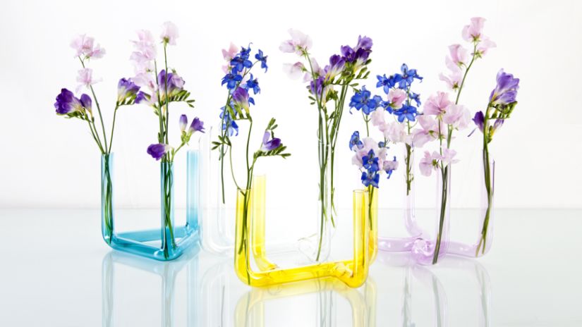 Soliflore bleu, jaune et violet