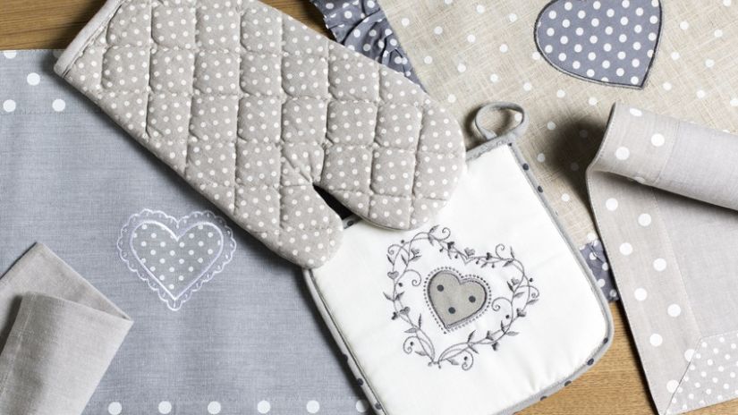 Torchon en coton bleu gris