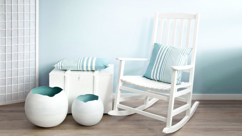 Coussin rayures blanc et bleu