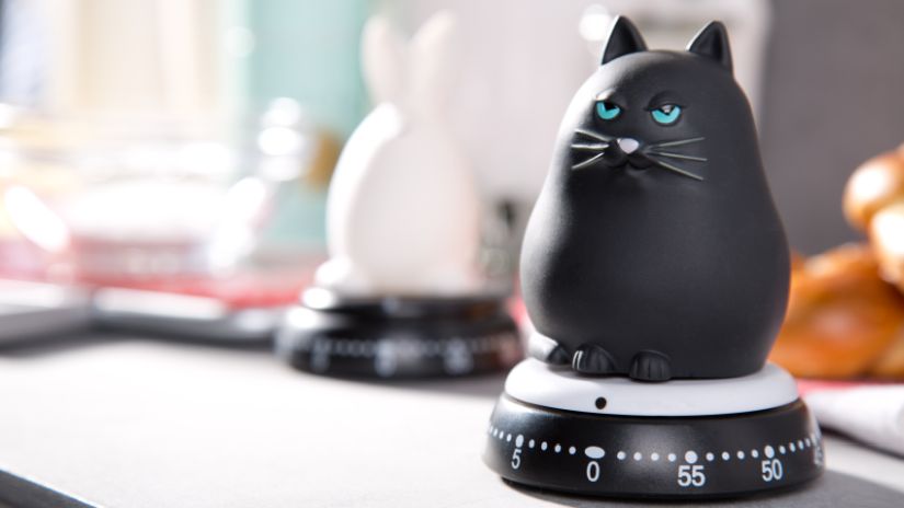 Minuteur mécanique en forme de chat