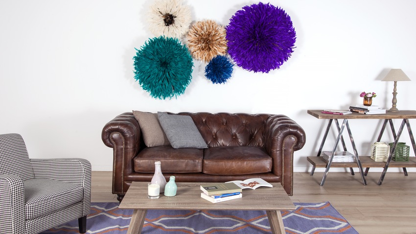 Canapé Chesterfield en cuir marron