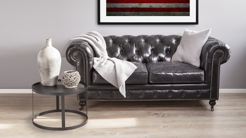 Canapé Chesterfield en cuir noir
