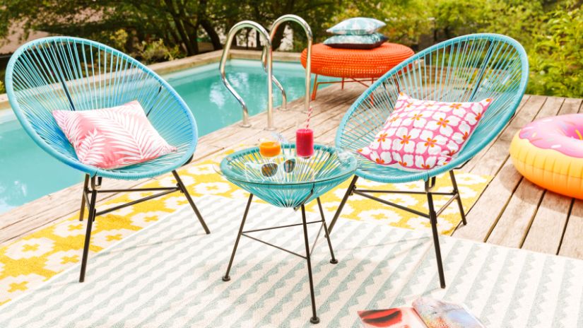 Fauteuils scoubidou bleus