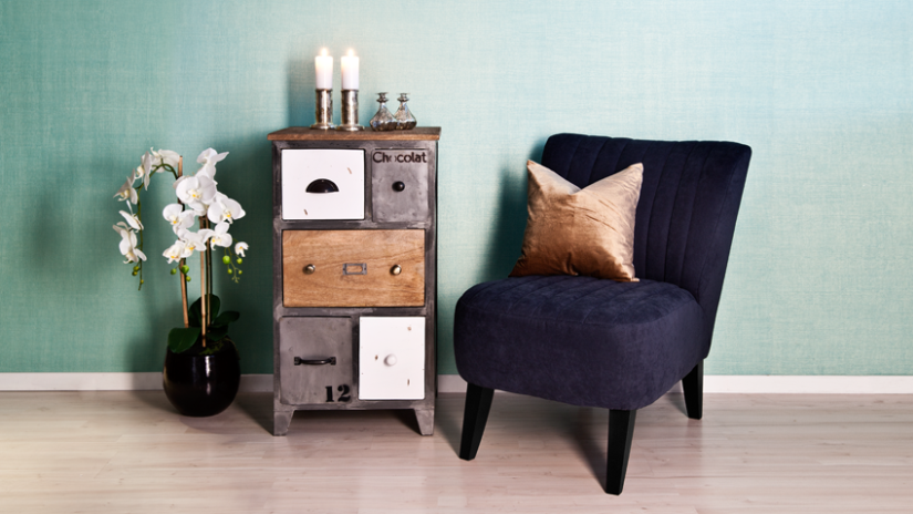Fauteuil bleu marine en velours