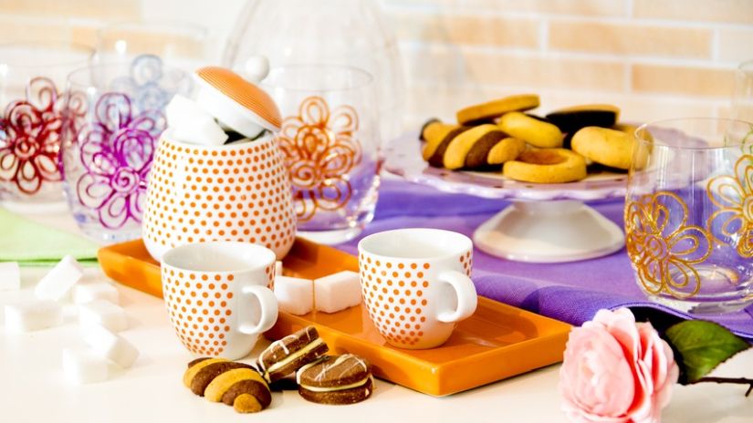Mugs orange à pois
