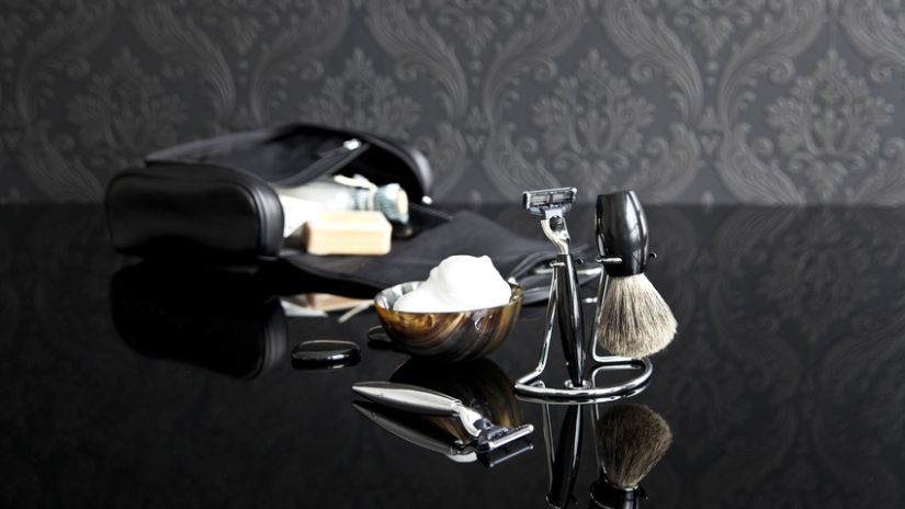 Trousse de toilette pour homme en cuir