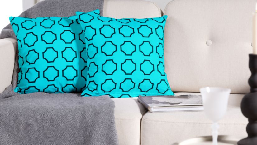 coussin deco turquoise