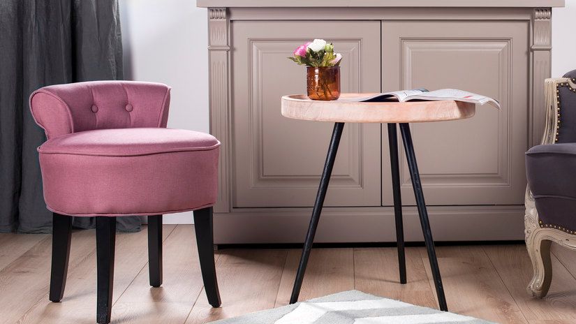 fauteuil d'appoint, table d'appoint, fauteuil rose