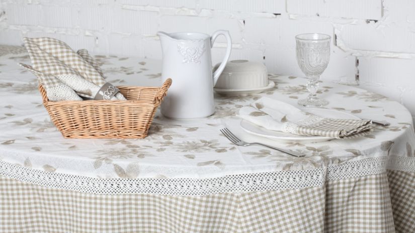 nappe ovale enduite, nappe en coton enduit, style rustique chic