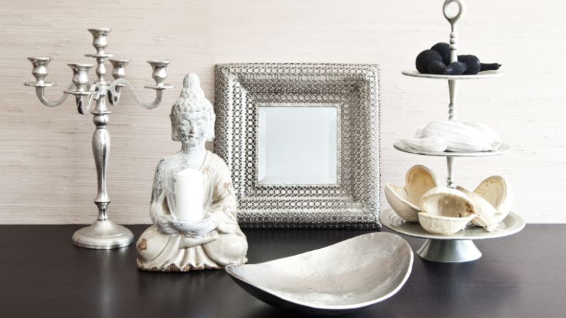 Plateau décoratif argenté