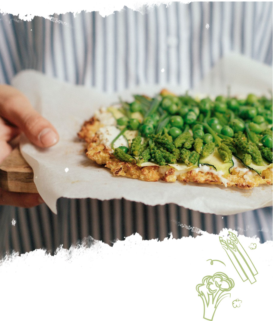 pizza ricotta & légumes verts, recette pizza