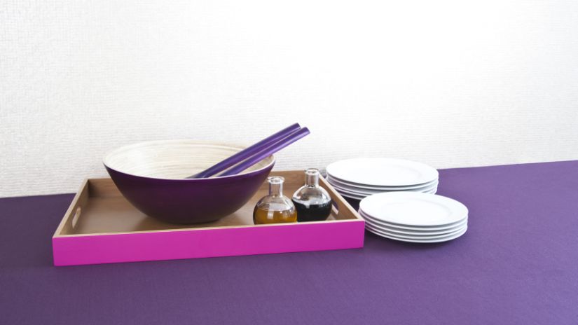 Bol en bois violet et baguette chinoises