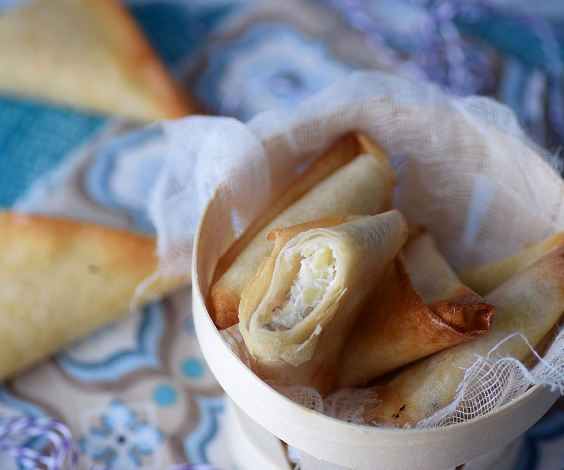 samossas poireaux, chèvre et noix