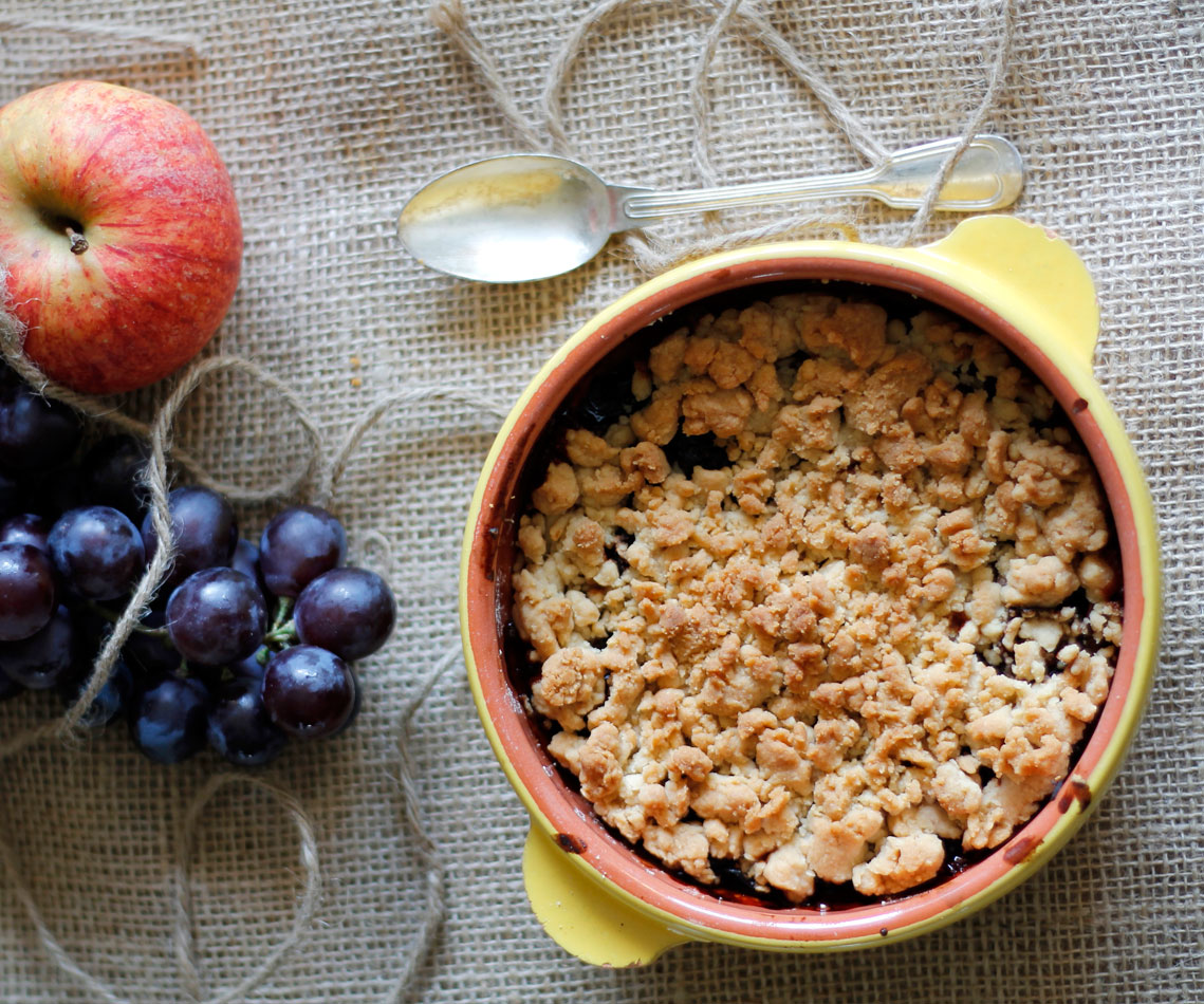 Crumble pommes et raisons