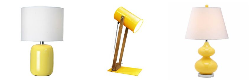 Trois modèles de lampes jaunes