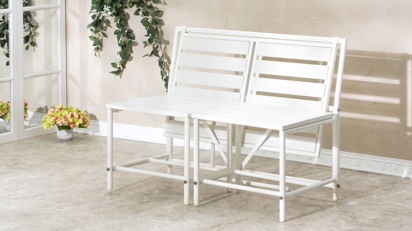 Banc blanc de jardin en métal
