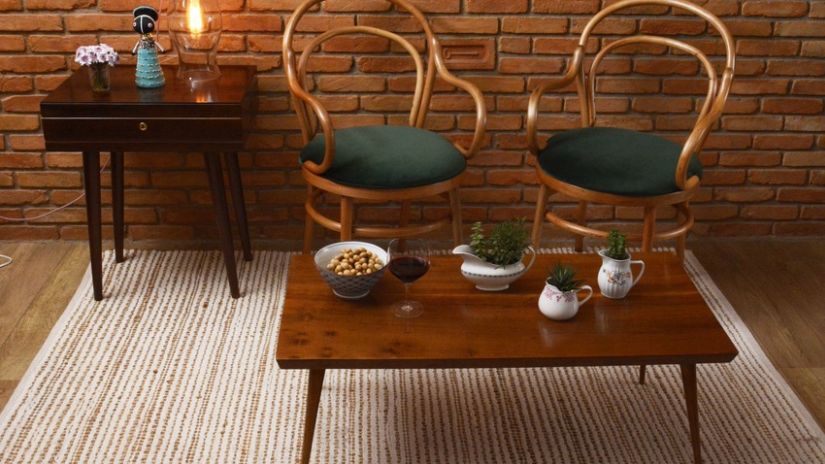 Tapis beige en fibre naturelle