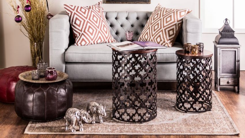 Tapis taupe de style oriental