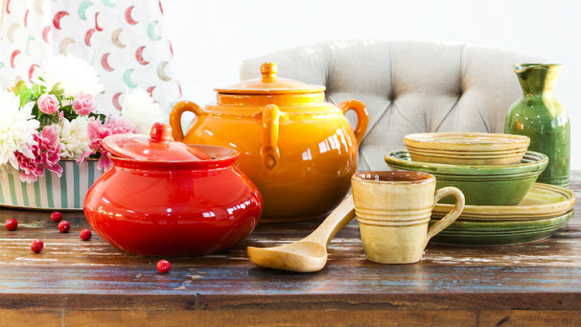 casseruola in terracotta mestolo
