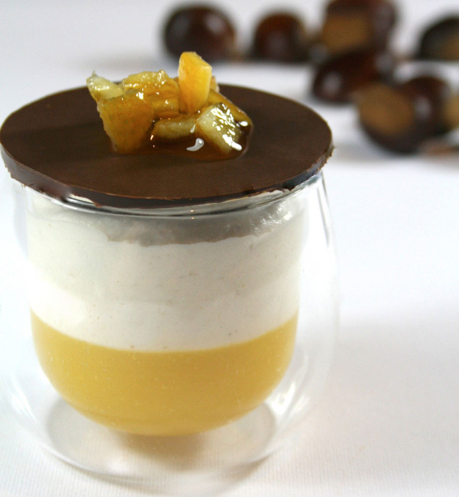 mousse di castagne in crosta di cioccolato