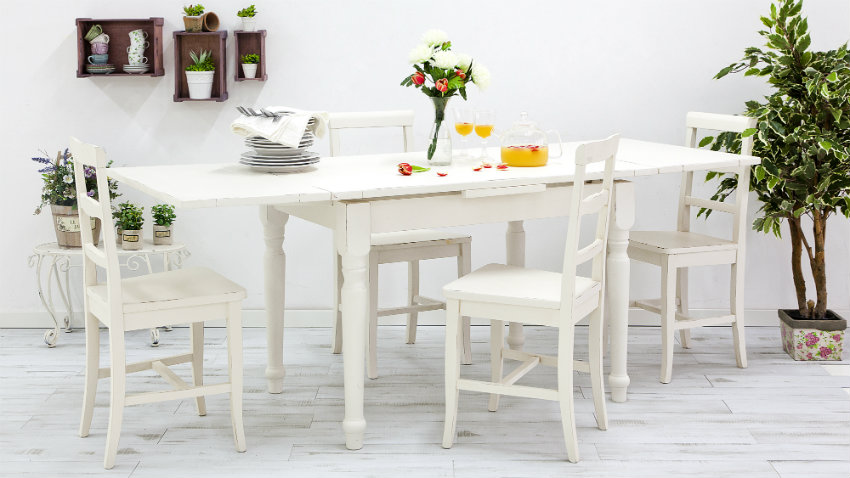 witte landelijke uitschuifbare tafel