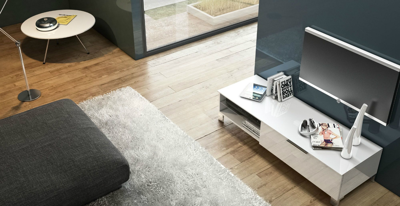 TVT: tapijt, hocker en tv-meubell